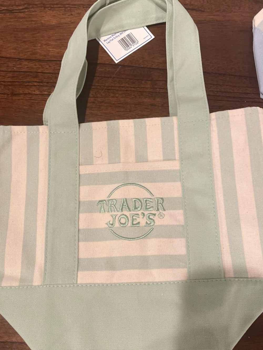 Trader joes Mint Stripe Tote Bag